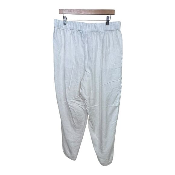 calligraphie linen pants size large cream beach vacation resort - Picture 2 of 8